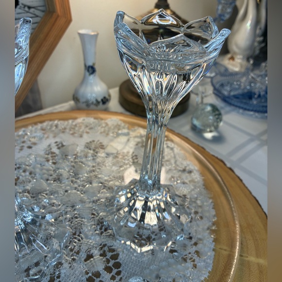 Gorham crystal lotus tulip candle holder - Picture 3 of 11